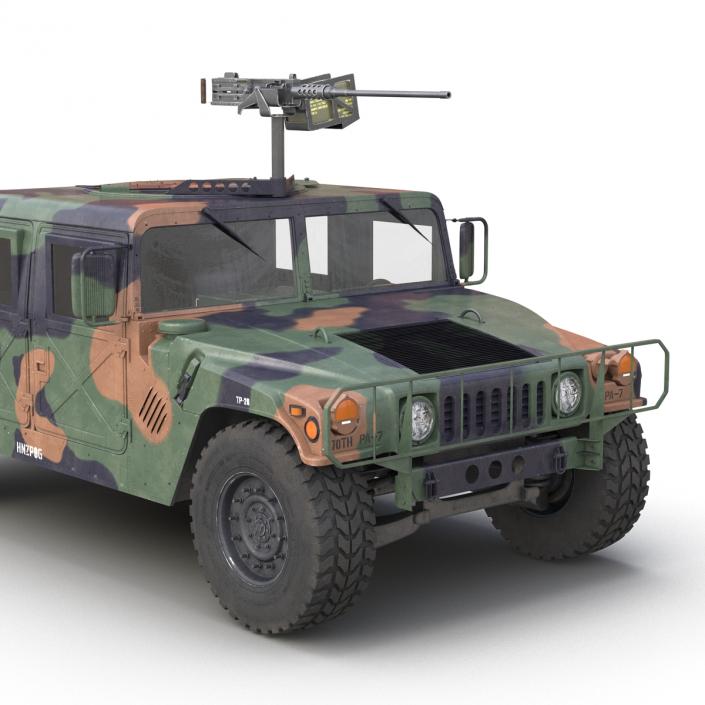 3D High Mobility Multipurpose Wheeled Vehicle Humvee Camo Rigged