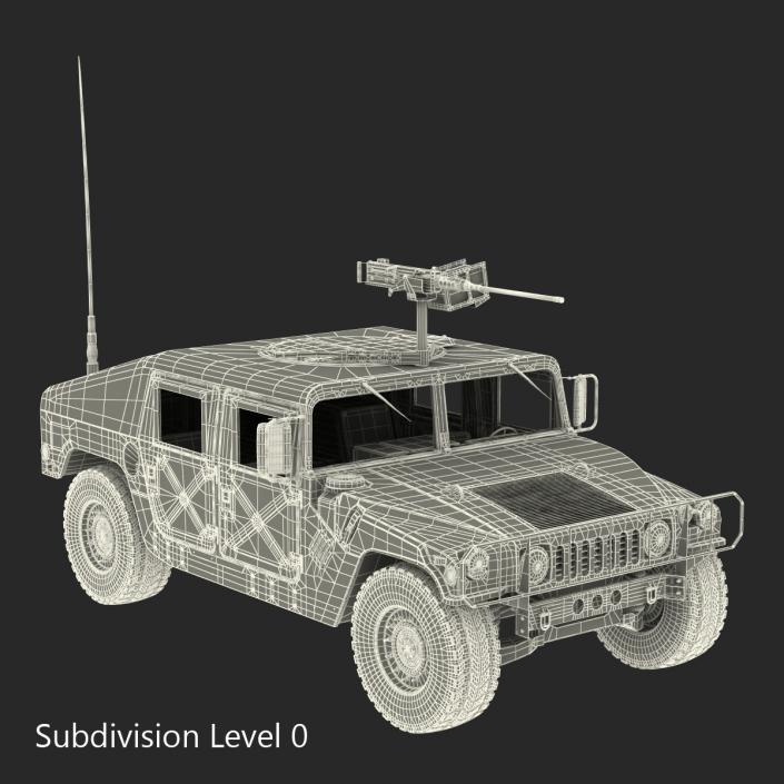 3D High Mobility Multipurpose Wheeled Vehicle Humvee Camo Rigged