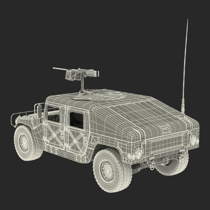 3D High Mobility Multipurpose Wheeled Vehicle Humvee Camo Rigged