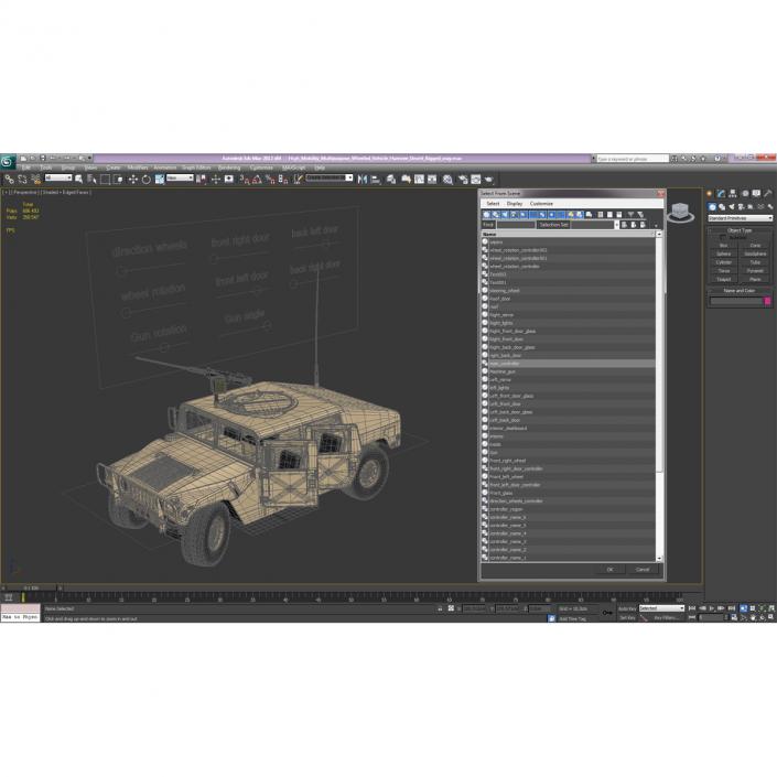 3D High Mobility Multipurpose Wheeled Vehicle Humvee Desert Rigged model