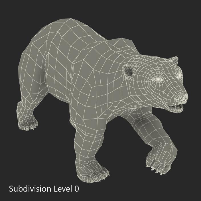 3D Polar Bear with Fur Pose 2