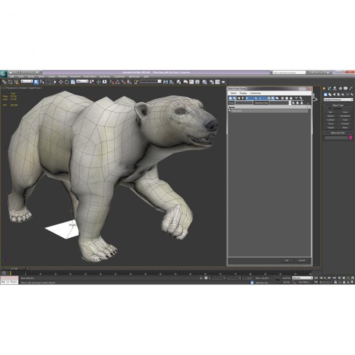 3D Polar Bear with Fur Pose 2