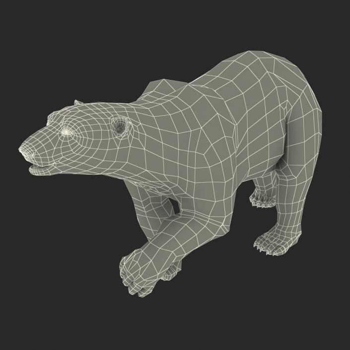 3D Polar Bear with Fur Pose 2