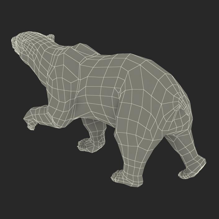 3D Polar Bear with Fur Pose 2