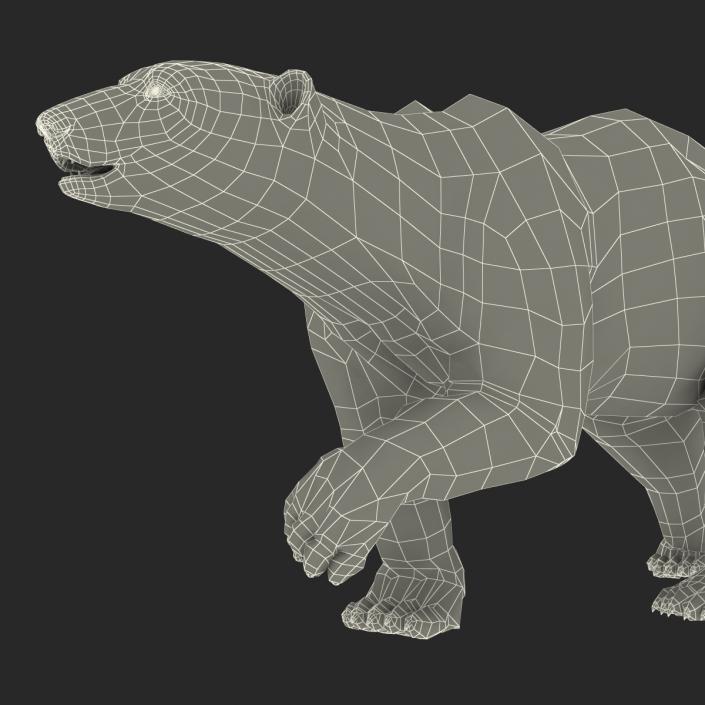 3D Polar Bear with Fur Pose 2