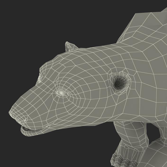 3D Polar Bear with Fur Pose 2