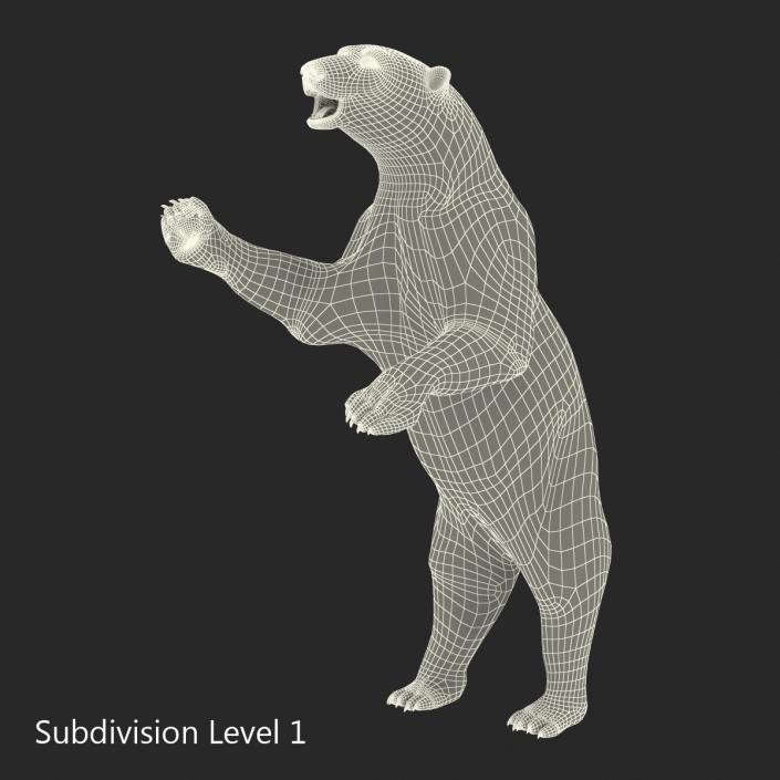 3D Polar Bear with Fur Pose 3