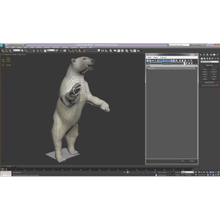 3D Polar Bear with Fur Pose 3