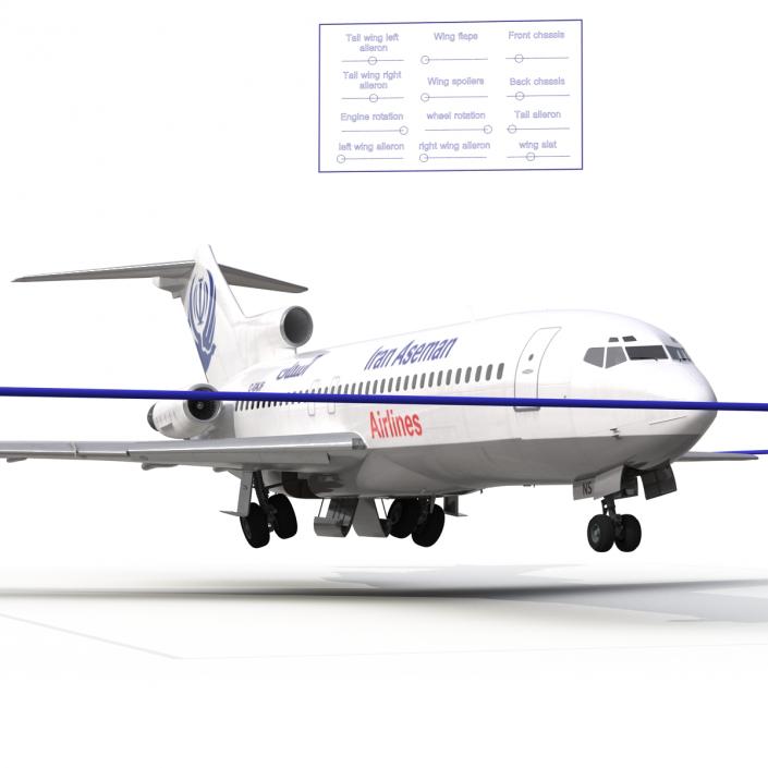 3D Boeing 727-100 Iran Aseman Rigged model