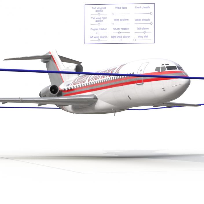 3D Boeing 727-100 Kalitta Air Rigged model