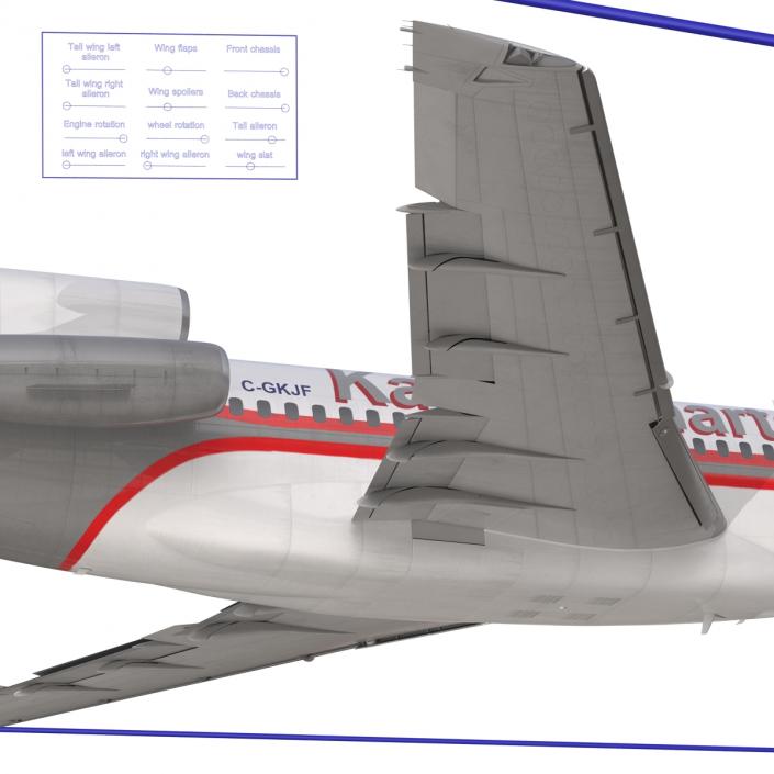 3D Boeing 727-100 Kalitta Air Rigged model