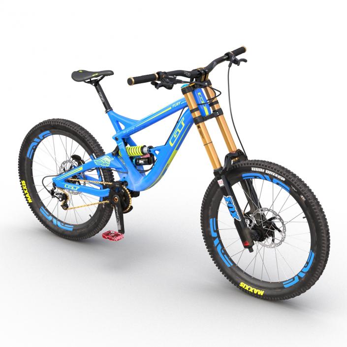 3D Mountain Bike GT Fury Blue Rigged model