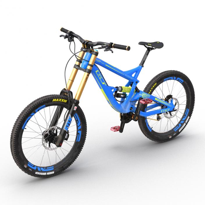 3D Mountain Bike GT Fury Blue Rigged model