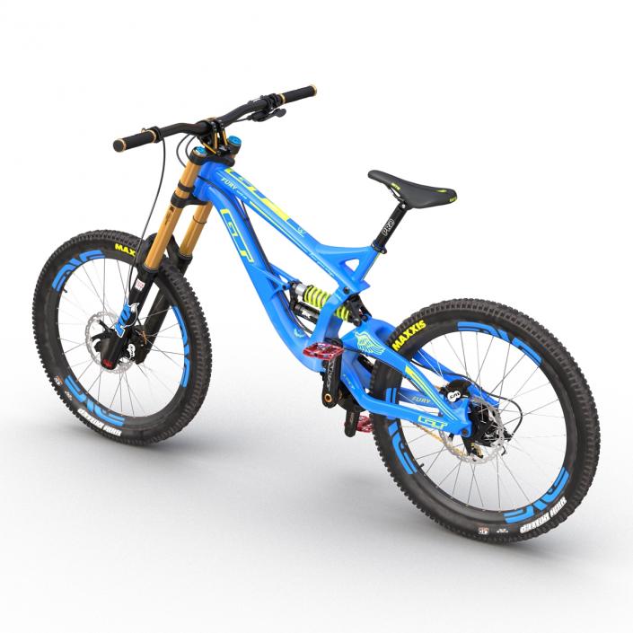 3D Mountain Bike GT Fury Blue Rigged model