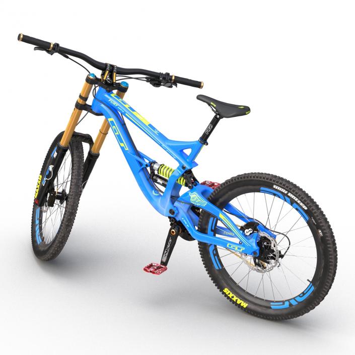 3D Mountain Bike GT Fury Blue Rigged model