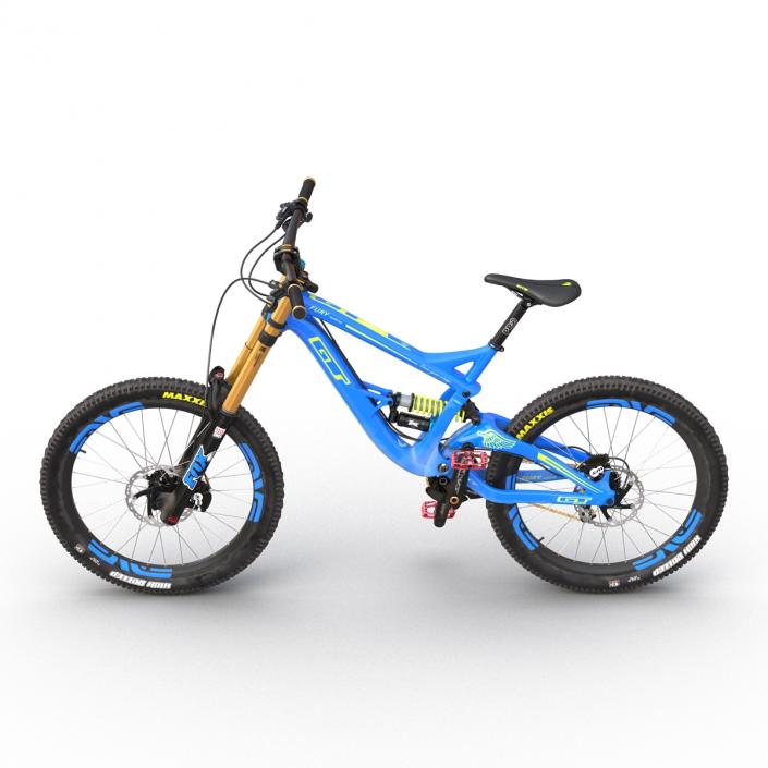 3D Mountain Bike GT Fury Blue Rigged model