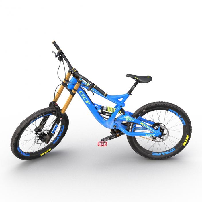 3D Mountain Bike GT Fury Blue Rigged model