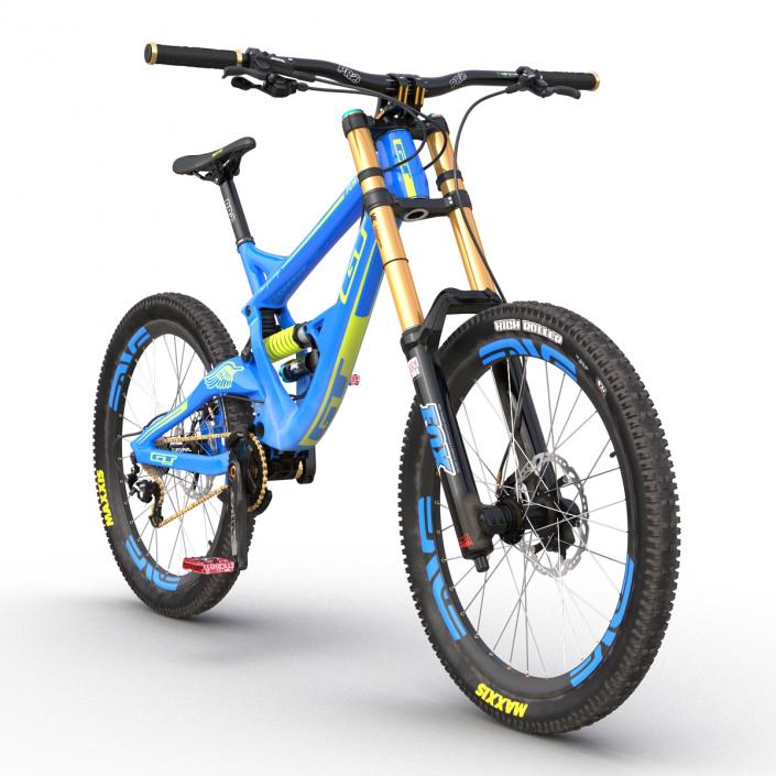 3D Mountain Bike GT Fury Blue Rigged model