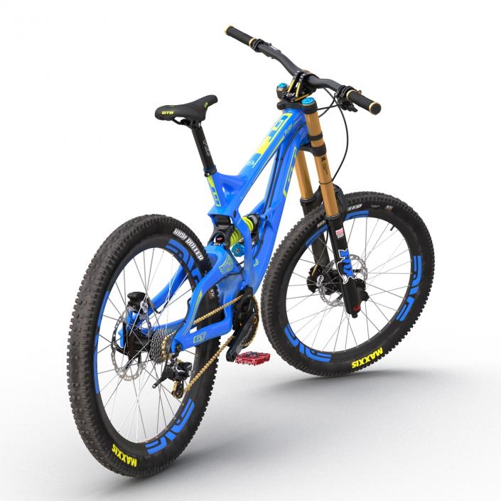 3D Mountain Bike GT Fury Blue Rigged model