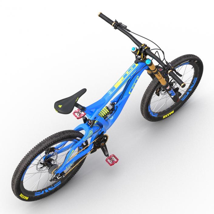 3D Mountain Bike GT Fury Blue Rigged model