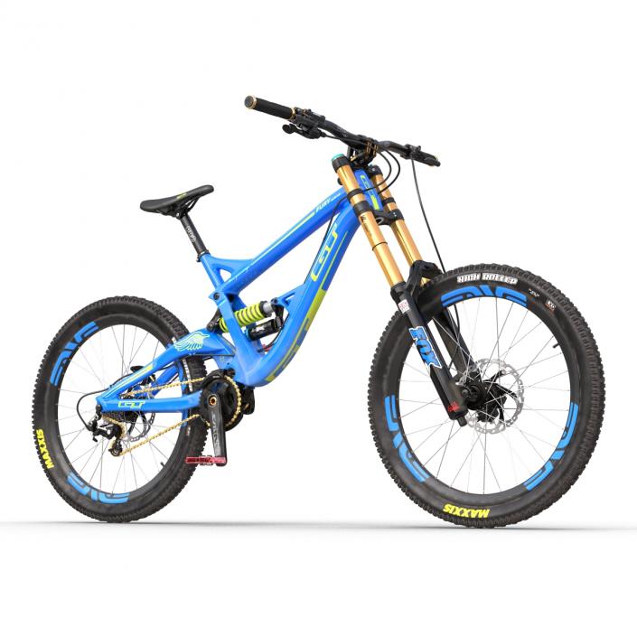 3D Mountain Bike GT Fury Blue Rigged model