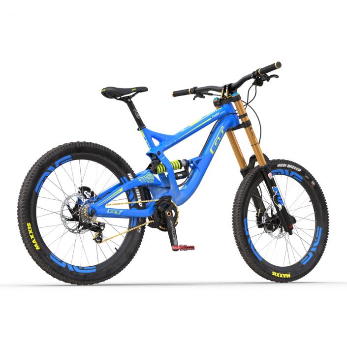 3D Mountain Bike GT Fury Blue Rigged model