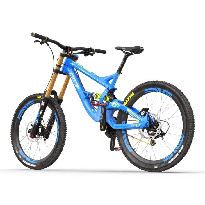 3D Mountain Bike GT Fury Blue Rigged model