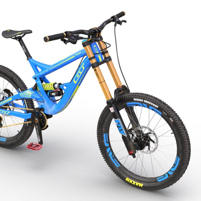 3D Mountain Bike GT Fury Blue Rigged model