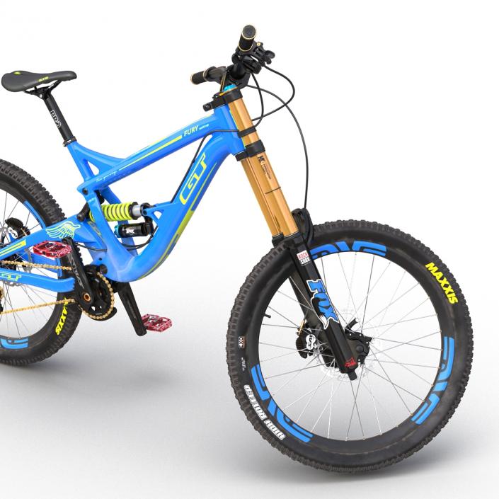 3D Mountain Bike GT Fury Blue Rigged model