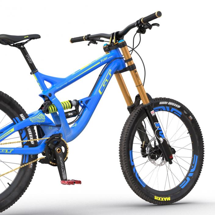 3D Mountain Bike GT Fury Blue Rigged model