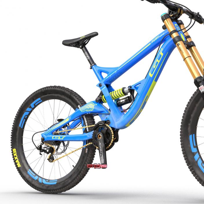 3D Mountain Bike GT Fury Blue Rigged model