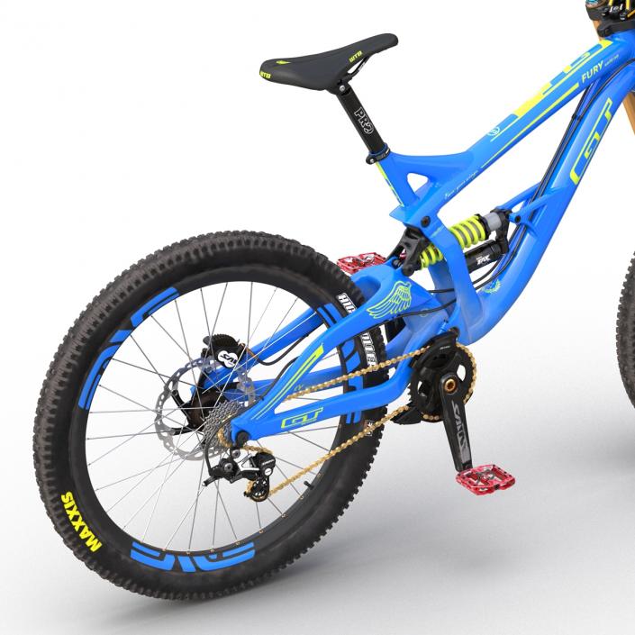 3D Mountain Bike GT Fury Blue Rigged model