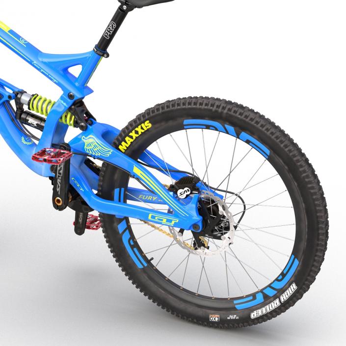 3D Mountain Bike GT Fury Blue Rigged model