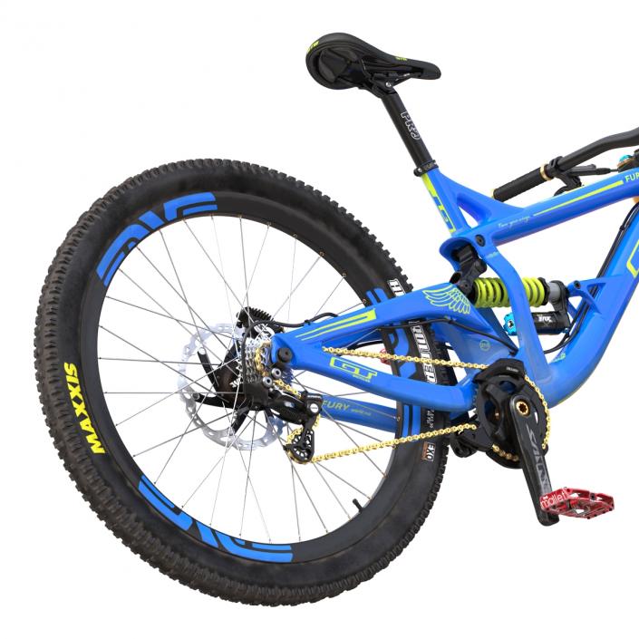 3D Mountain Bike GT Fury Blue Rigged model