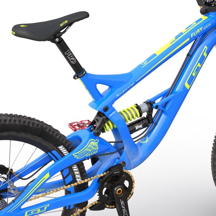 3D Mountain Bike GT Fury Blue Rigged model