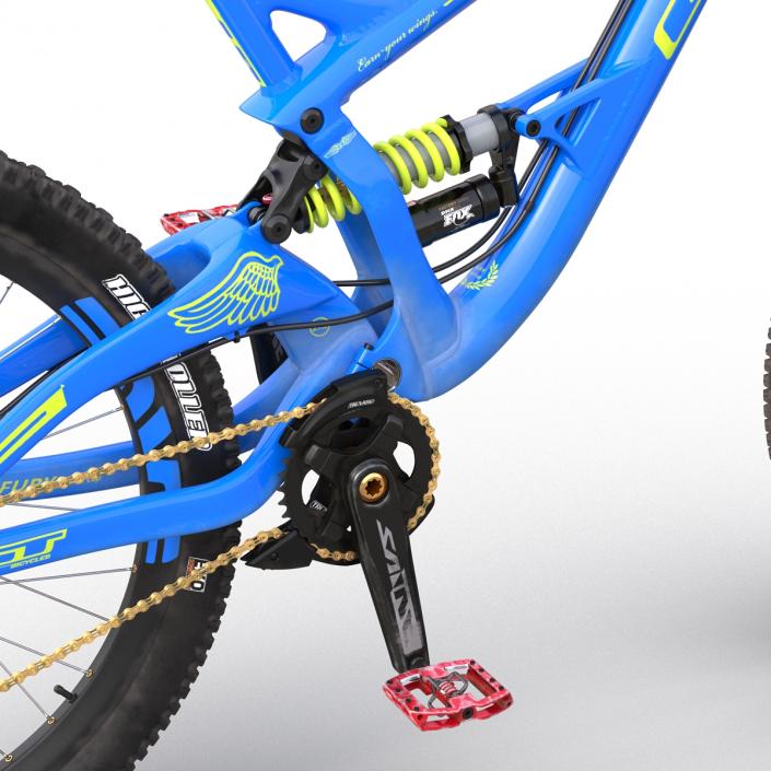 3D Mountain Bike GT Fury Blue Rigged model