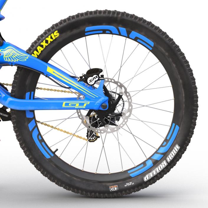 3D Mountain Bike GT Fury Blue Rigged model