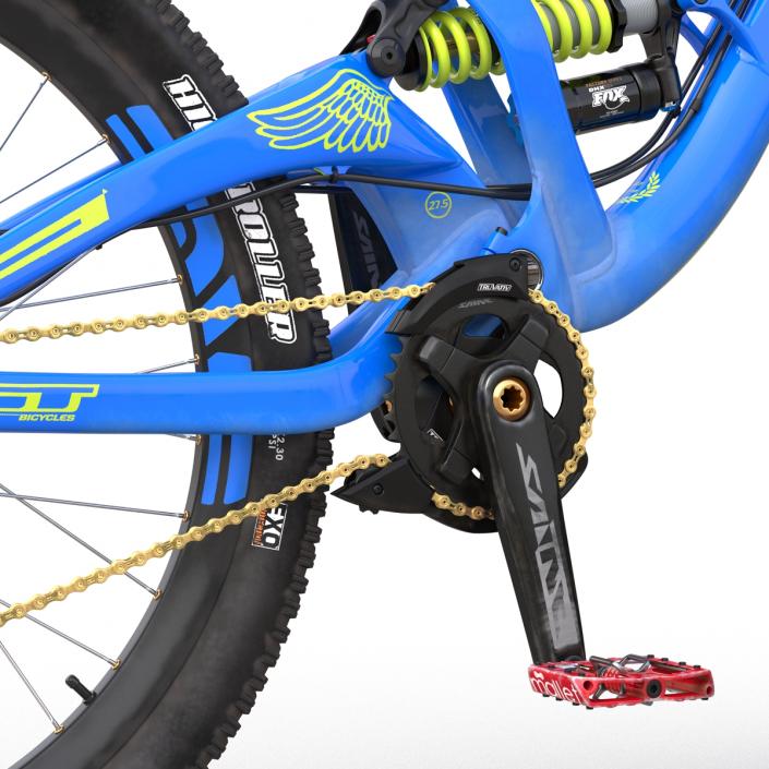 3D Mountain Bike GT Fury Blue Rigged model