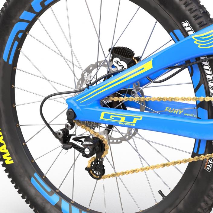 3D Mountain Bike GT Fury Blue Rigged model