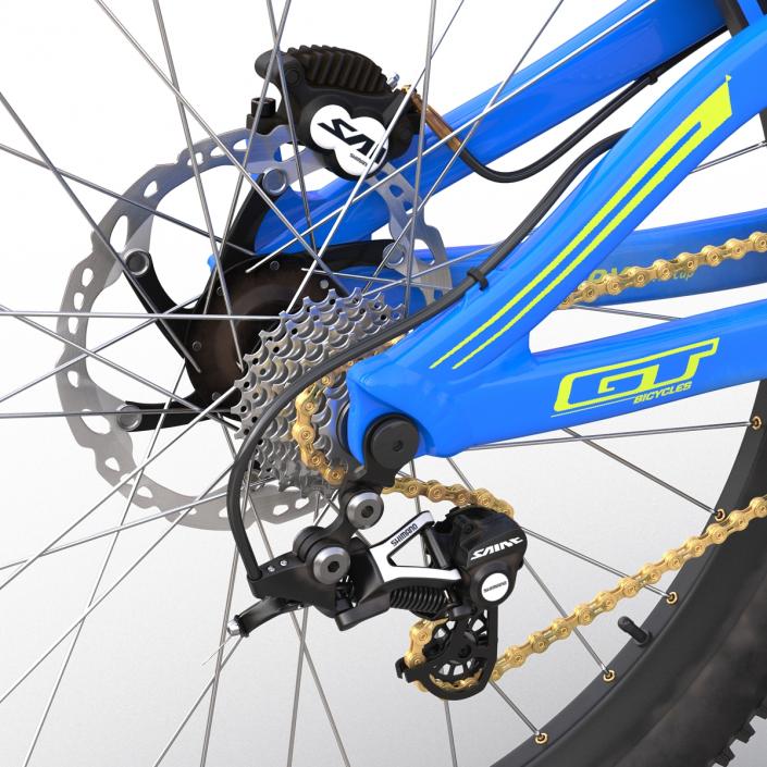 3D Mountain Bike GT Fury Blue Rigged model