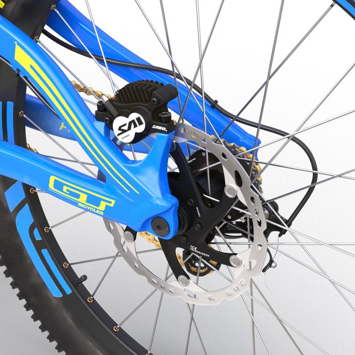 3D Mountain Bike GT Fury Blue Rigged model