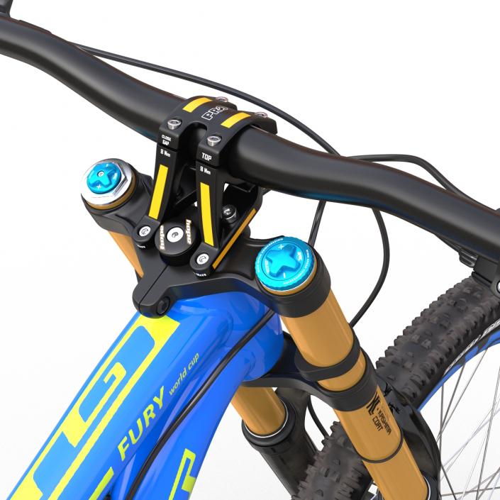 3D Mountain Bike GT Fury Blue Rigged model