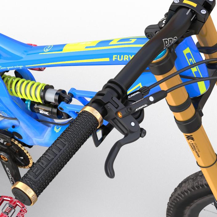 3D Mountain Bike GT Fury Blue Rigged model