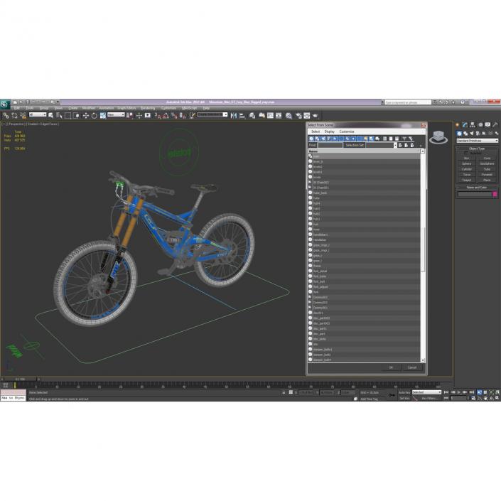 3D Mountain Bike GT Fury Blue Rigged model