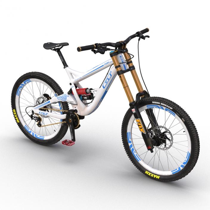 Mountain Bike GT Fury White Rigged 3D model