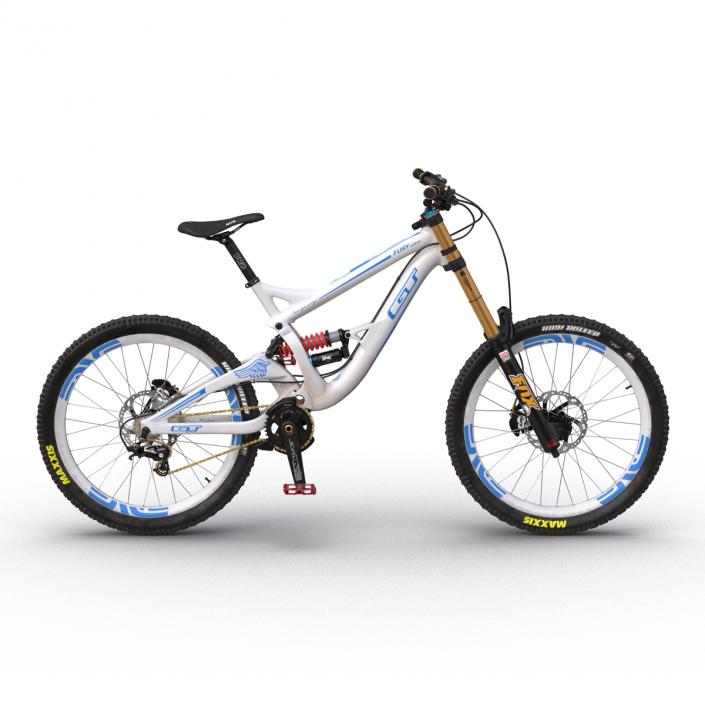 Mountain Bike GT Fury White Rigged 3D model