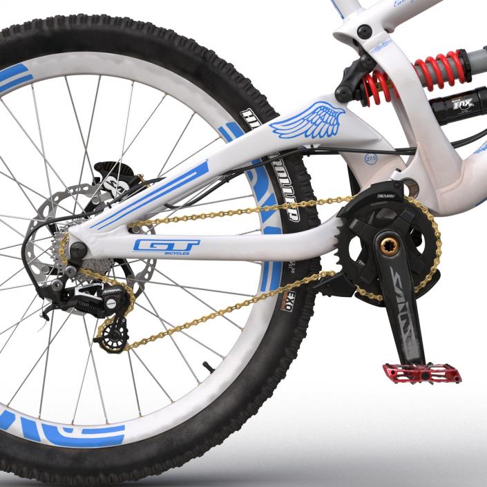 Mountain Bike GT Fury White Rigged 3D model