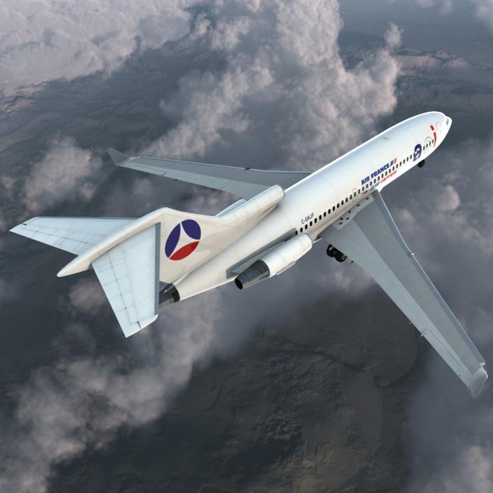 3D model Boeing 727-100 Private Air France Rigged