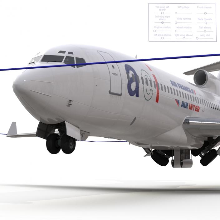 3D model Boeing 727-100 Private Air France Rigged