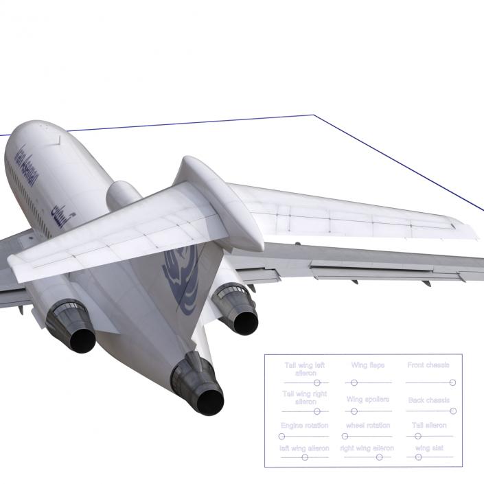 3D model Boeing 727-100 Private Iran Aseman Airlines Rigged